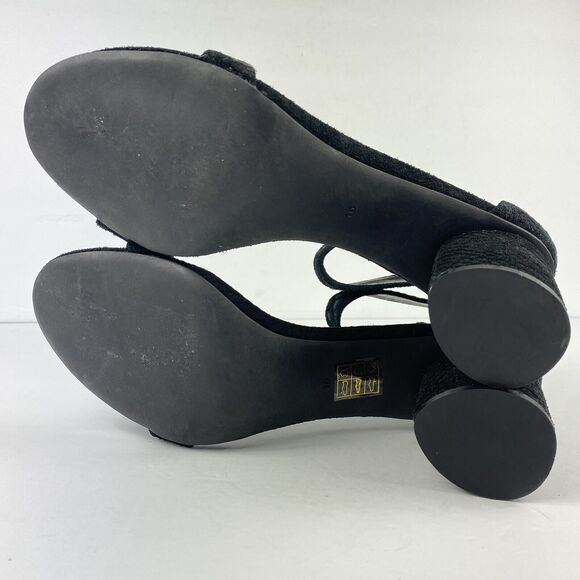 Jeffrey Campbell Block Heels Black Embossed Strap sz 10 party wedding Formal - Picture 9 of 10